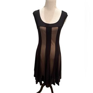 Maggy London Midi Dress Womens 8 Coquette Whimsigoth Blk Flair Sheer/ Nude Liner
